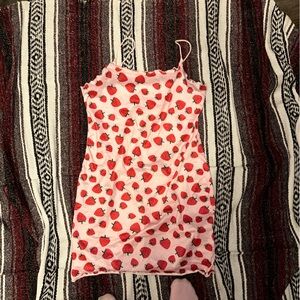 Strawberry Print Pink Dress